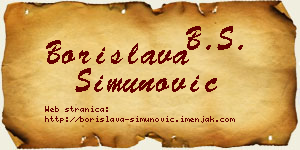 Borislava Simunović vizit kartica